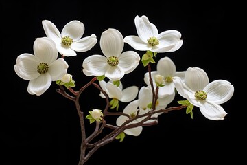Fototapeta na wymiar Cornus Kousa Blossom and Bracts. Beautiful Flowering Dogwood Native to China: Generative AI