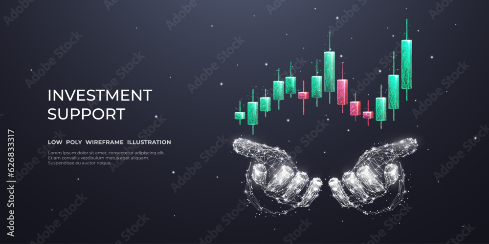 Aufkleber digital abstract human hands holding japanese candlesticks. red and green. the conception of investm