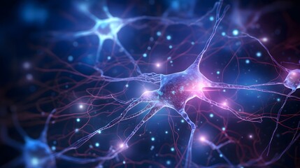 Fototapeta na wymiar Neural connection, bright lights, synapses