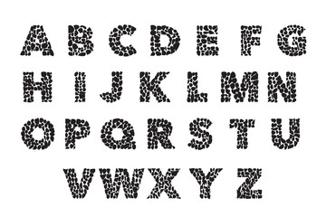 Pebble alphabet A-Z capital letter, solid pattern