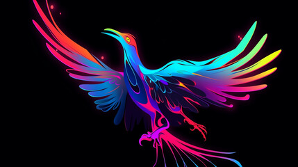 a bird in the style of neon painting, AI generation