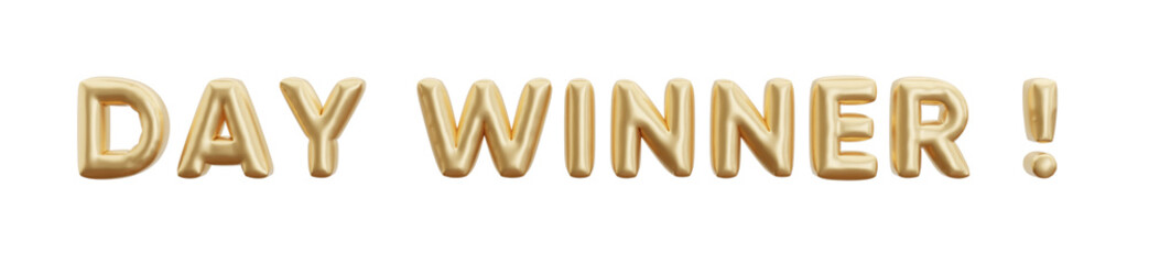 winner lettering balloon with golden confetti. 3d rendering