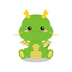 Cute cartoon green dragon mascot