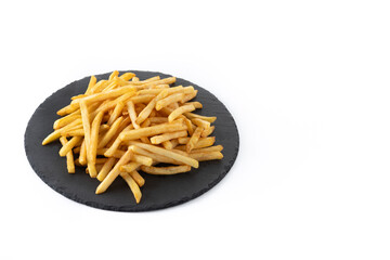 Fried potatoes, french fries isolated on white background. Copy space