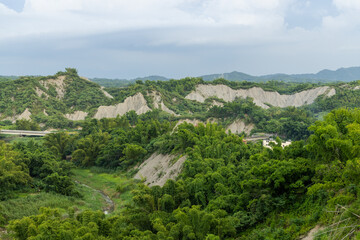 Badlands geological landscape of Tianliao moon world in Kaohsiung, Taiwan