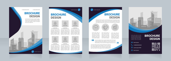 Architecture company blank brochure design. Representatives photos. Template set with copy space for text. Premade corporate reports collection. Editable 4 paper pages. Myriad Pro, Heebo fonts used