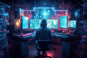 dark web hooded hacker  cyber war concept 