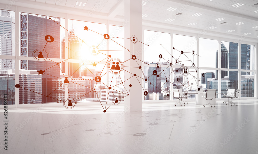 Wall mural networking and wireless connection as concept for effective modern business