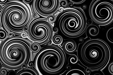 Fototapeta na wymiar Background in black and white, spiral blending of black and white, ornamental decor