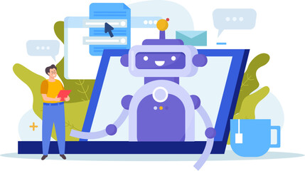 Chatbot Services Flat Composition