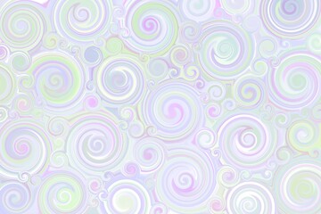 Decorative background, spiral intermingling of pastel shades of green, pink and blue