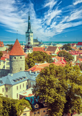 Panoramic view of Old Tallinn city, Estonia