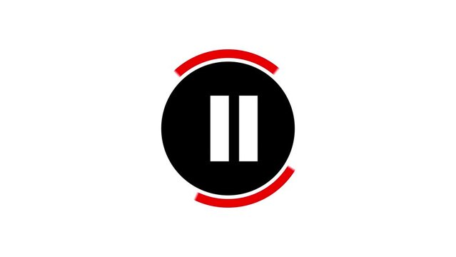 Animated play and pause stop button icon circle motion graphics