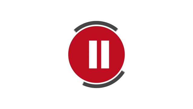 Animated play and pause stop button icon circle motion graphics