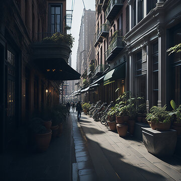 street in the city HD 8K wallpaper Stock Photographic Image