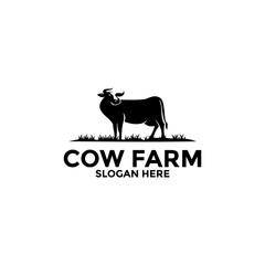 Cow Farm logo design vector template, Livestock logo vector