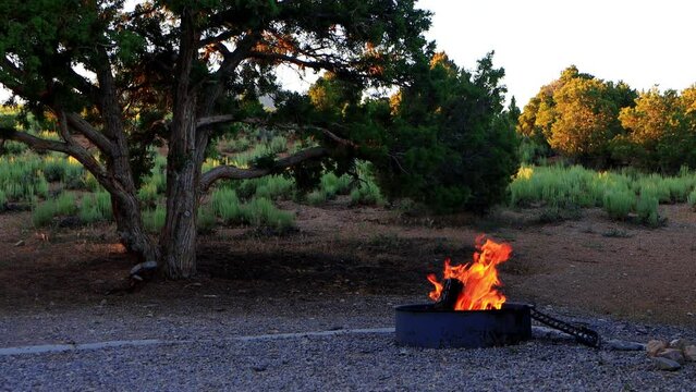 Evening campfire in southwest mountains
