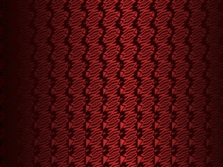 High contrast red and black glossy stripes background. Luxurious batik ornament. Abstract technology graphic banner design. Vector corporate background.