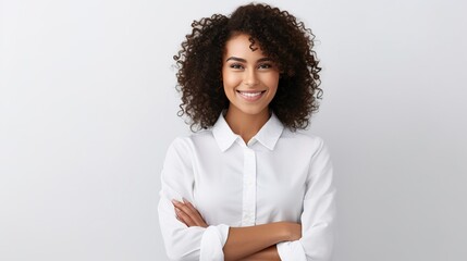 portrait of a smiling businesswoman isolated on white background