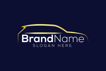 Luxurious car Gold Logo design vector template