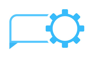 Blue gear and thought bubble vector design element. Abstract customizable symbol for infographic with blank copy space. Editable shape for instructional graphics. Visual data presentation component