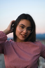 young and happy woman smiling portrait outdoor