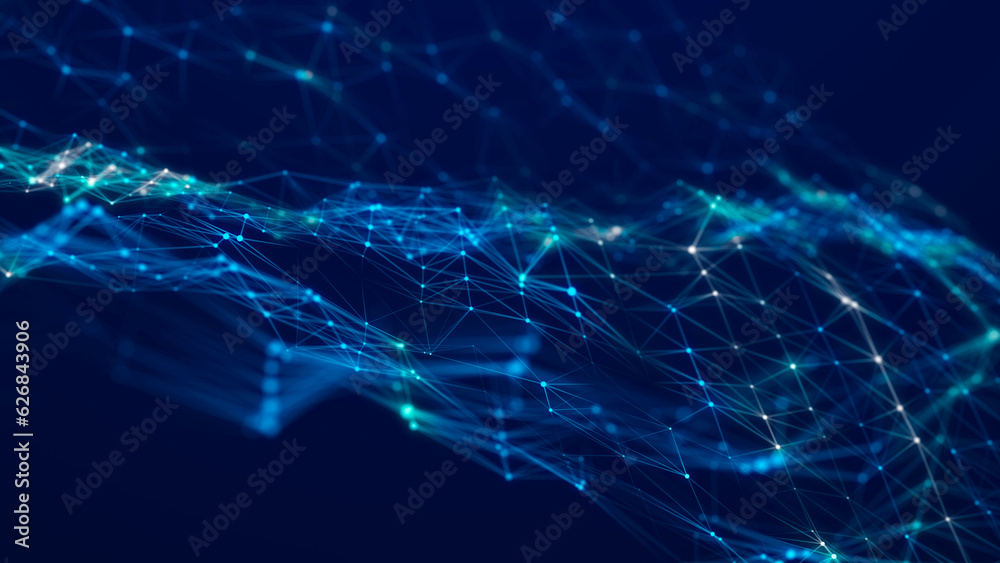 Aufkleber Digital technology background. Network connection dots and lines. Futuristic background for presentation design. 3d