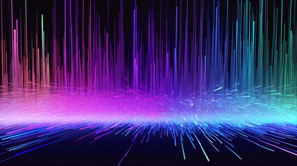 abstract background with glowing particles and lines in blue and purple colors