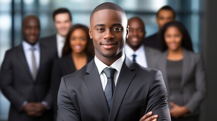 American professional businessman team standing with arms crossed - obrazy, fototapety, plakaty