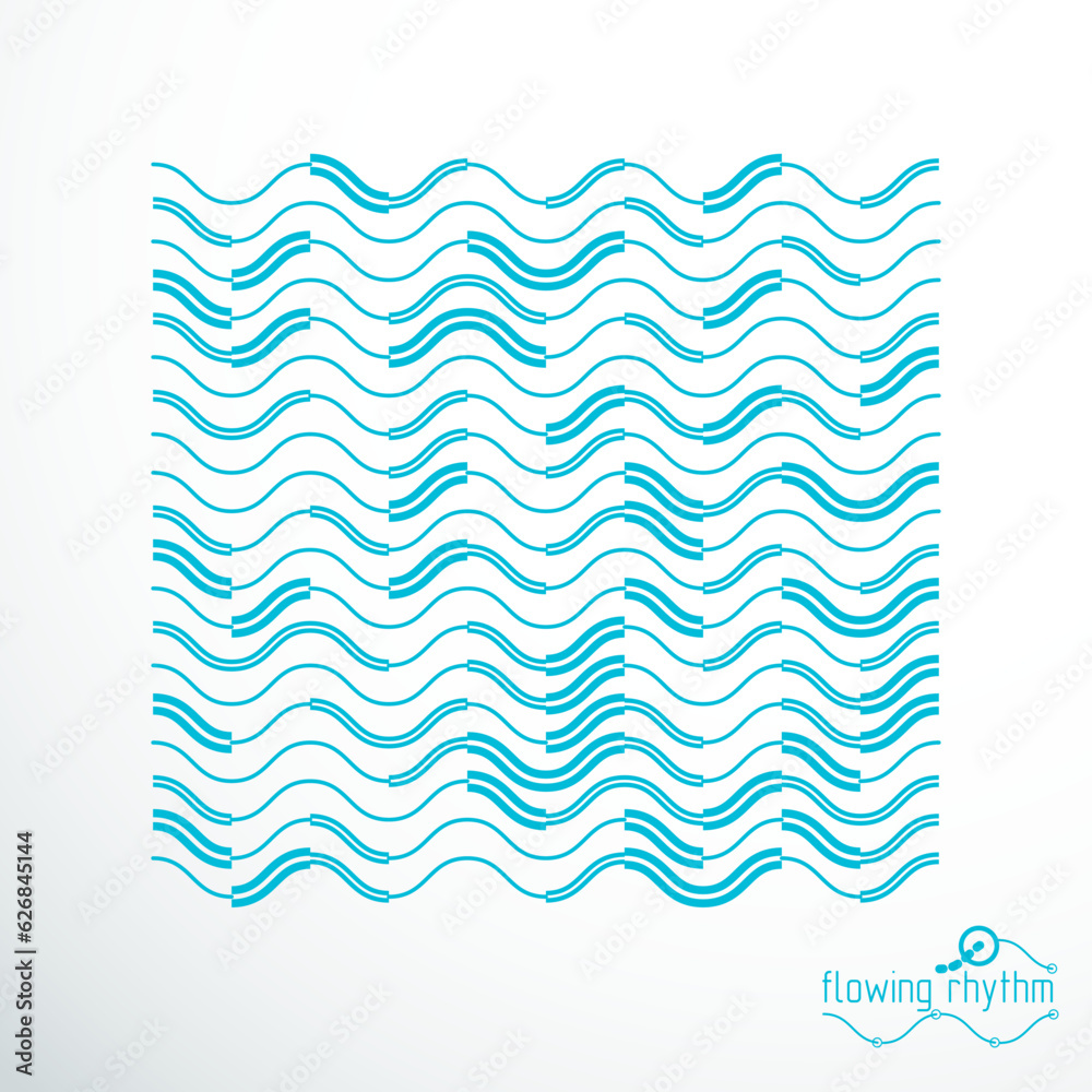 Poster flowing rhythm, abstract wave lines vector background for use in graphic and web design.