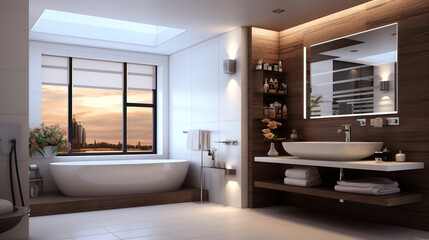 Fototapeta na wymiar Bathroom modern interior, stylish luxury