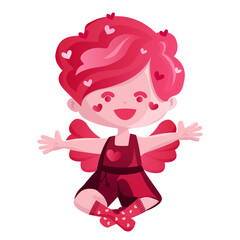 Fototapeta premium Cute pink cupid vector. This cute pink cupid vector illustration can be used to add a touch of love and romance to Valentine s Day cards, wedding invitations, or any other romantic-themed designs.
