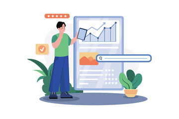 SEO Ranking Illustration concept on white background