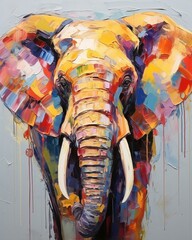 Colorful painting of elephant, AI-generative