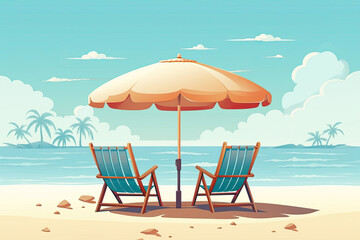 Fototapeta na wymiar umbrella on paradise beach summer vacation illustration Generative AI