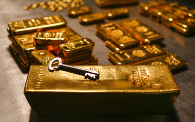 12,5 kg, 1 kg and 500 g gold bar fine gold are seen in Munich.