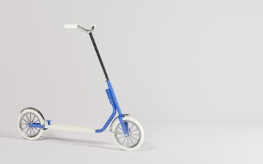 Vintage kick scooter 3D rendering on a neutral background.