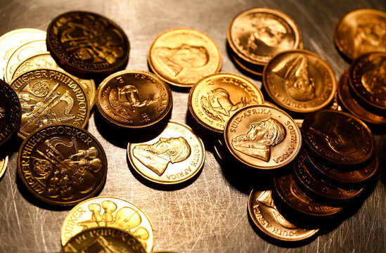 Krueger Rand gold coin (one ounce per coin) seen in Munich.