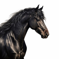 Beautiful big beast horse looking forward is shown in full length, Ai generated