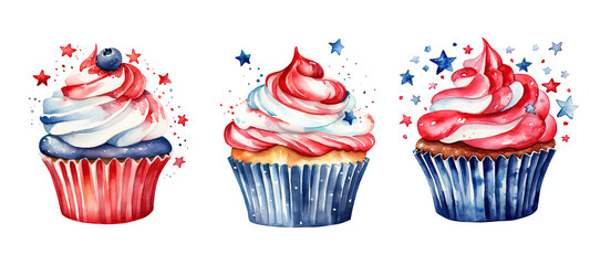 usa 4th of july cupcake ai generated