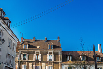 Fototapeta na wymiar Antique building view in Crecy-la-Chapelle, France