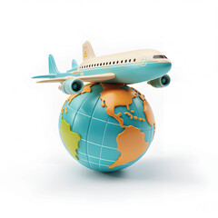 plane flying around the world.GenerativeAI.
