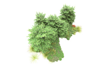 Green landscape isolated on transparent background. 3d rendering - illustration