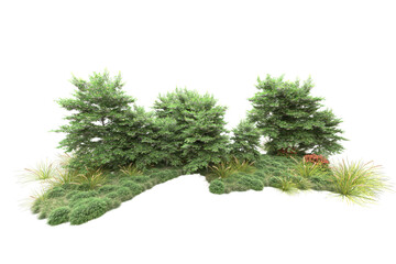 Green landscape isolated on transparent background. 3d rendering - illustration