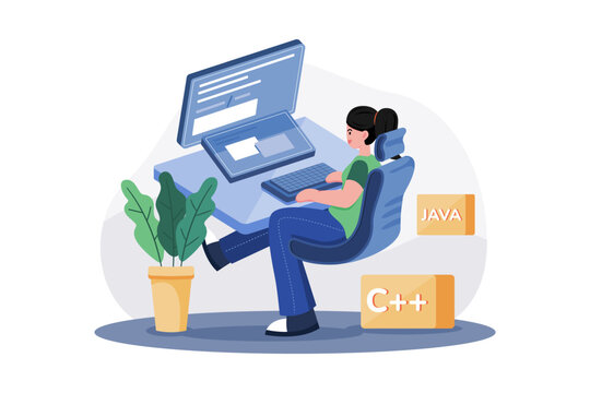The development team codes a website using HTML, CSS, and JavaScript.