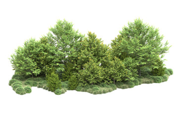 Fototapeta premium Green landscape isolated on transparent background. 3d rendering - illustration