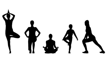 set of people silhouette illustration for healthcare medical and sport recreation exercise for good perfprmance and healthy