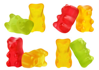 Set of jelly gummy bears, cut out