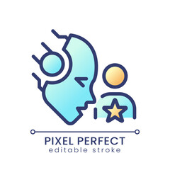 AI personalizes pixel perfect color gradient icon. Customized content. User experience improvement. Deep learning. Isolated RGB vector image. Filled line illustration. Editable stroke