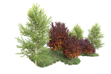 Green landscape isolated on transparent background. 3d rendering - illustration